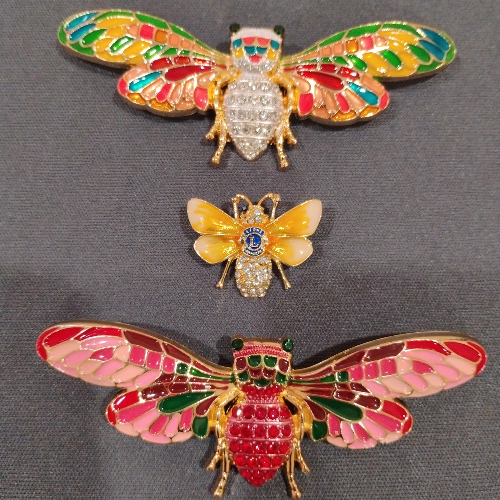 Colorful Enamel Insect Brooches - Multicolor Bee Moths